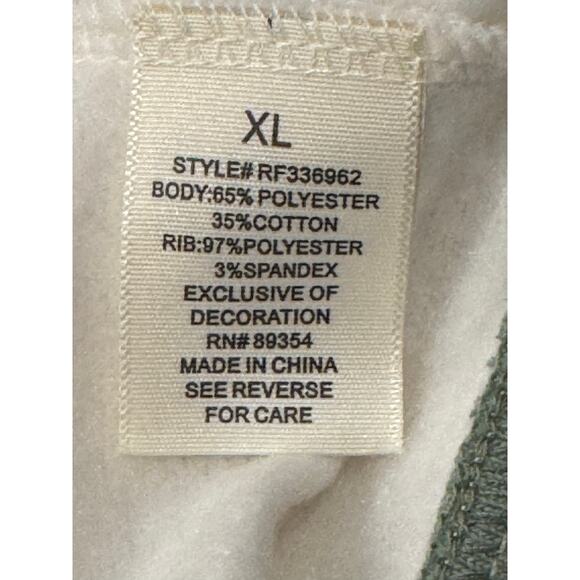 NWT Hamptons Wellness Club Women's XL White Green Collared Sweatshirt oversized - Picture 4 of 5